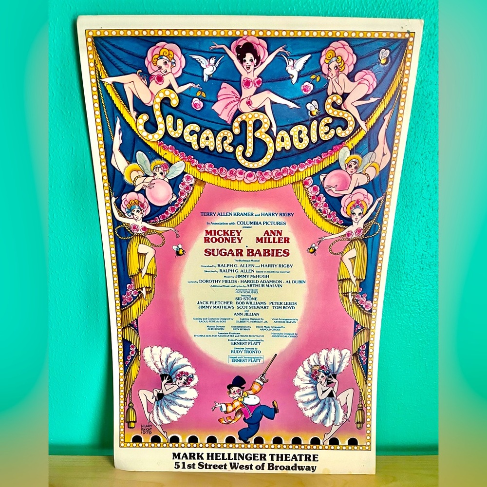 Vintage Sugar Babies Broadway Musical Window Card